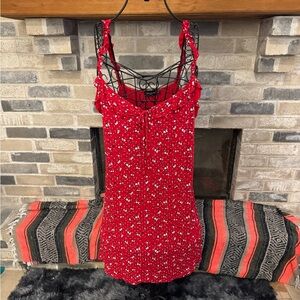 PrettyLittleThing Red Floral Sleeveless Dress